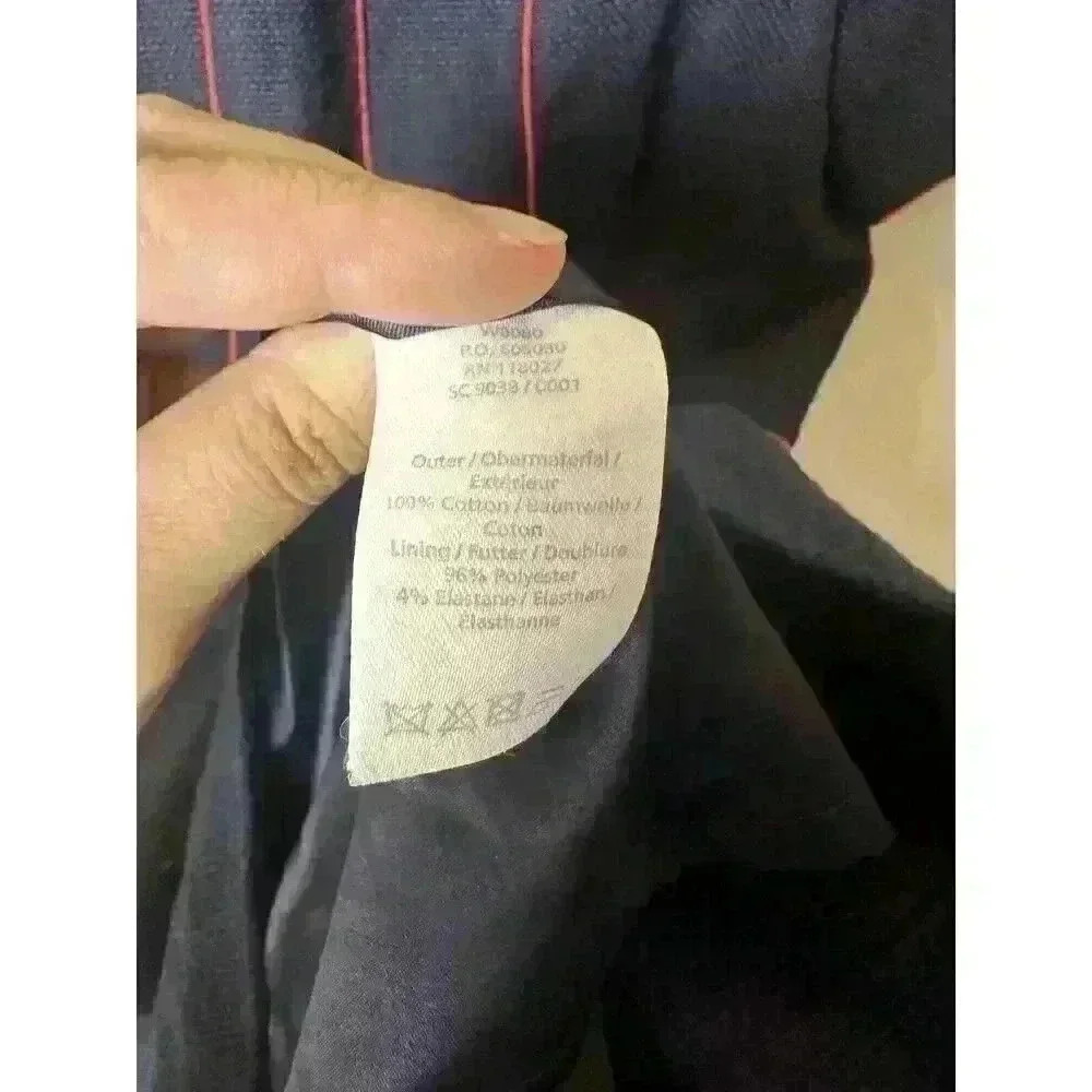 Boden Jane Woven Textured Sheath Dress‎ Size 8 P Navy Blue Red Piping Pockets - Picture 4 of 4